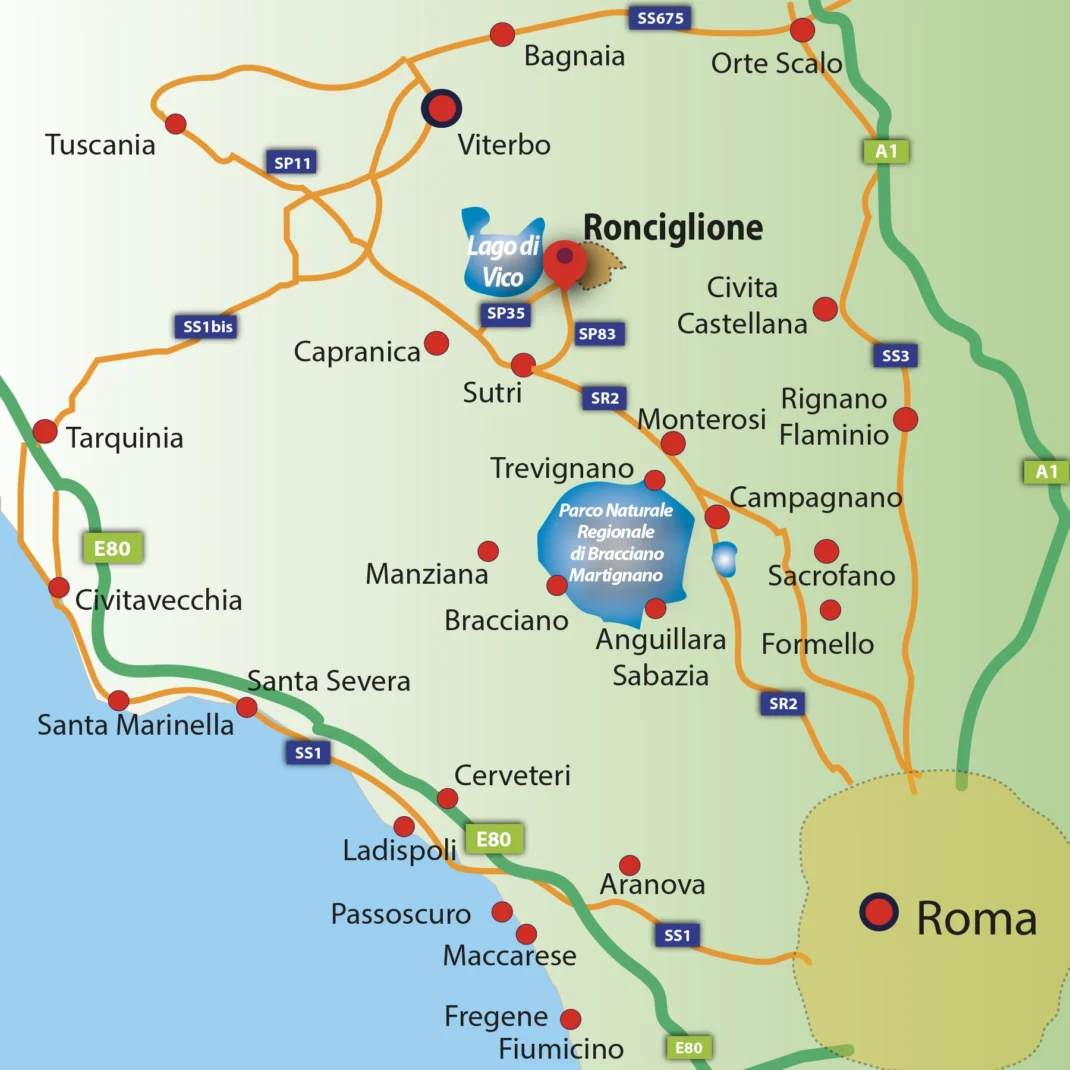Cartina del nord del Lazio